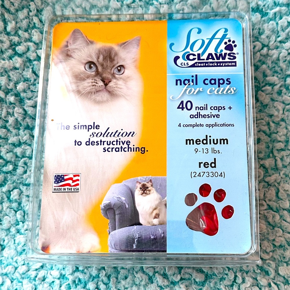 Soft Claws Nail Caps for Cats - Medium - Red